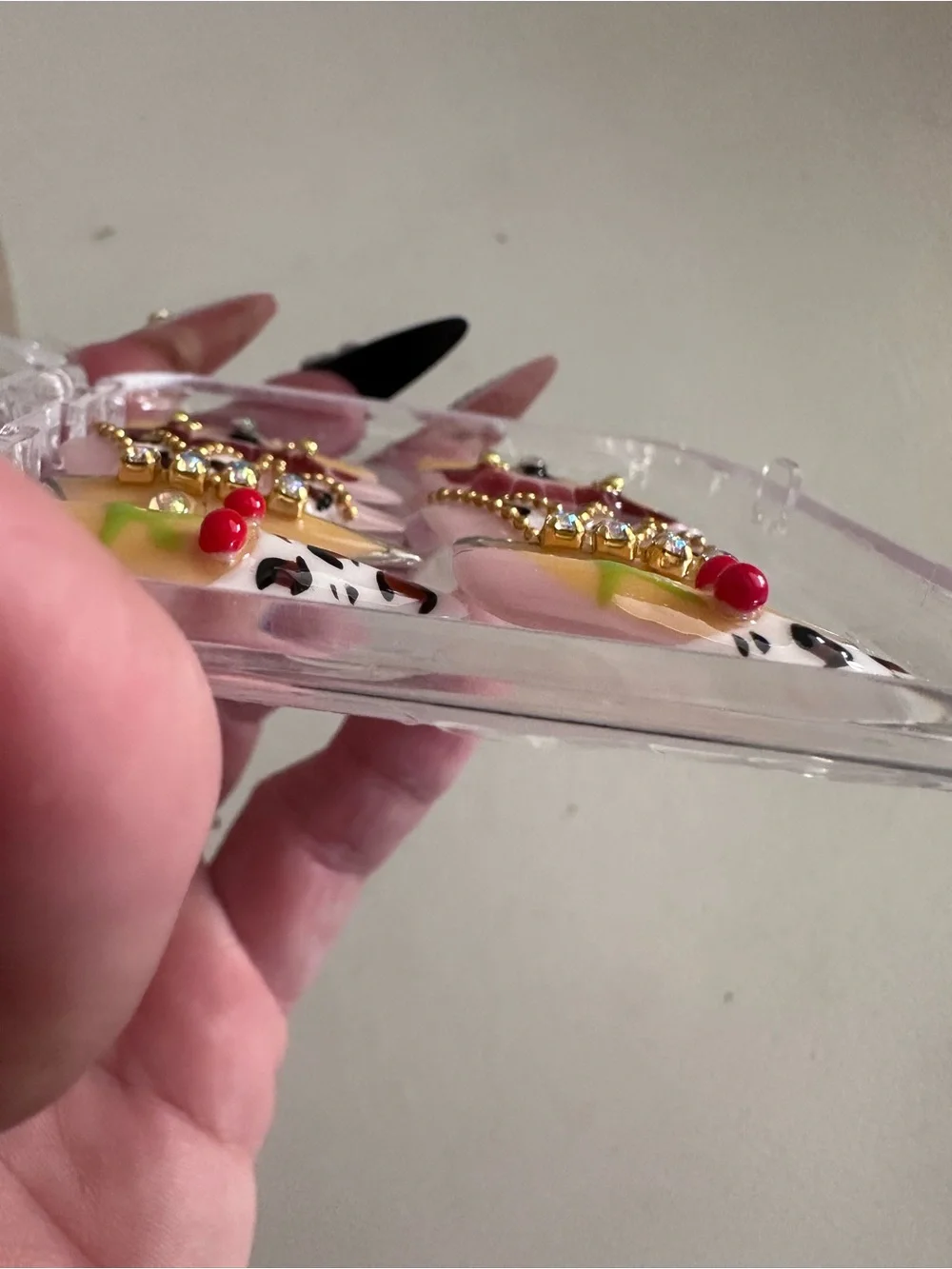 Designer Vibe Stiletto Press-On Nails with Rhinestones & Charms
